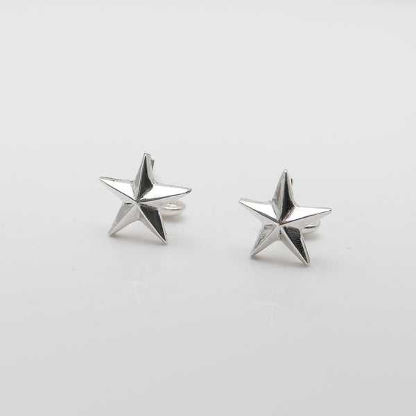 Silver cufflinks in shape of stars by Vancouver Silversmith.